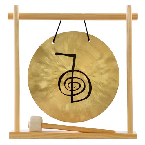 10" Cho Ku Rei Reiki Gong on Stands - Includes Gong, Gong Stand, & Mallet/Beautiful Engraved Gong for Reiki Ceremonies