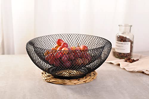 Ibwell 10.5Inch Metal Wire Woven Fruit Storage Bowl Basket For Kitchen, Large Black Mesh Fruit Stand, For Apple, Pineapple, Banana, Orange, Lemon, Pear, Strawberry, Watermelon (Double Tier-Black) #TOP7