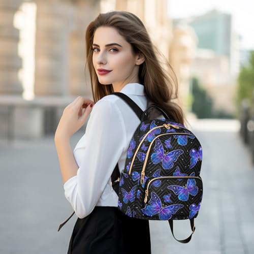 Image of ALAZA Butterfly Print Galaxy Starry Small Backpack Purse for Women Travel Bag Fashion Daypack Back Pack Shoulder Bag