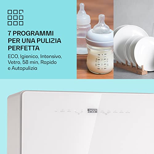 Klarstein Lavastoviglie 5 Coperti, Libera Installazione Silenziosa con 6 Programmi di Lavaggio, Piccola, Mini da Tavolo Compatta e Facile da Installare, Vetro, Bianco - 3