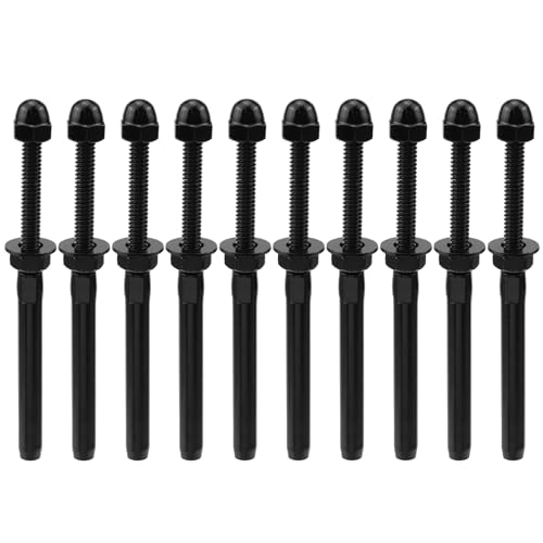 Antrader Black Cable Railing Kit Hand Swage Threaded Stud Tensioner for 3/16