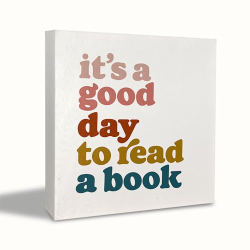 KEUSPI Library Wooden Sign,It's a Good Day to Read a Book,Home Library Signs,Reading...