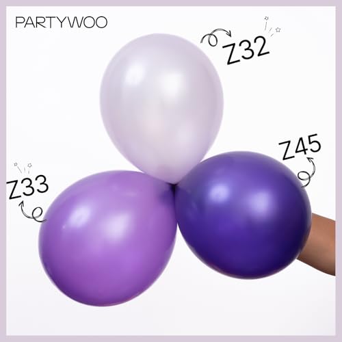 Image of PartyWoo Pearl Lavender Balloons 140pcs Different Sizes Pack of 18 12 10 5 Inch Pearl Light Pastel Purple Lilac Balloon Arch Kit for Bachelorette Fairy Girl Birthday Party Decorations Purple-Z32