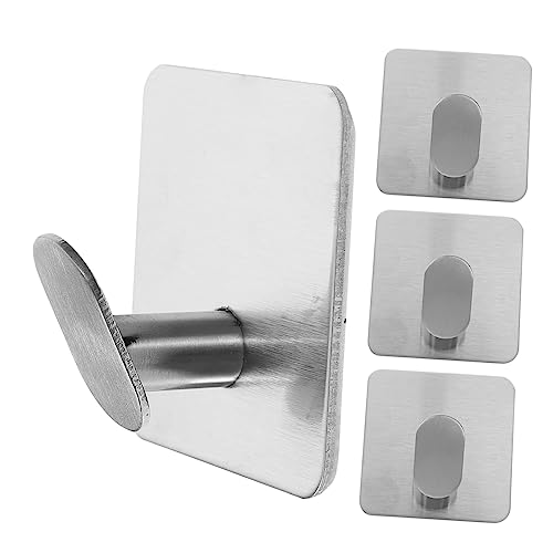 Cabilock 4Pcs Stainless Steel Adhesive Towel Hooks for Bathroom Kitchen Wall Mounted Holders for Easy Towel Storage Spaces Strong and Design