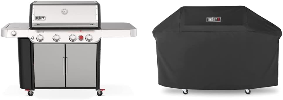 Weber Genesis S-435 Gas Grill, Liquid Propane, Stainless Steel, with Cover