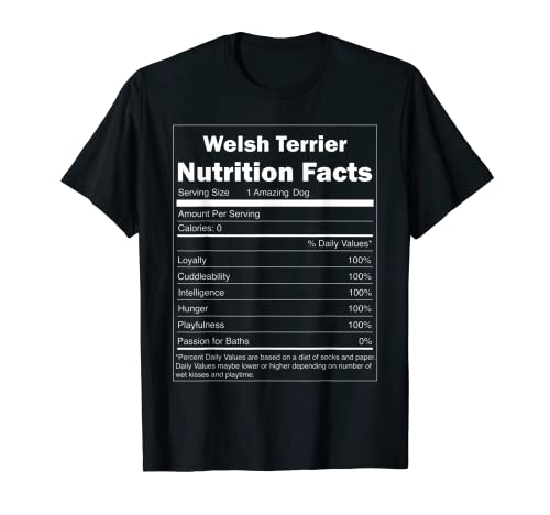 Funny Nutrition Facts Pet Dog Design - Welsh Terrier T-Shirt
