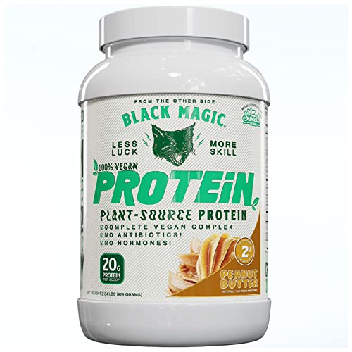 Black Magic Plant-Source 100% Vegan Protein - Keto, Low Sugar, Dairy Free Protein - Pre/Post Workout - Peanut Butter - 20G Protein - 2 Lb #TOP4