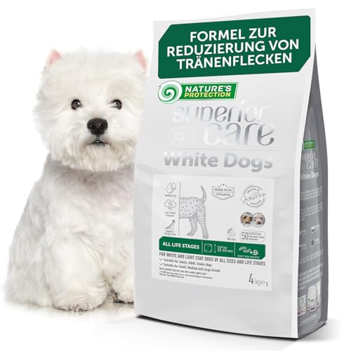 Nature’s Protection Superior Care Hundefutter Trocken mit Insekten & Reis - Hypoallergenes Hundetrockenfutter für weiße Hunde Aller Lebensphasen & Rassen - Haut, Fell & Tränenflecken (4 kg)