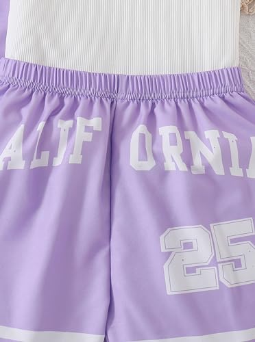 Image of Hilinker Girls 3 Piece Outfits Graphic Tank and Short Sleeve Cardigan with Shorts Set