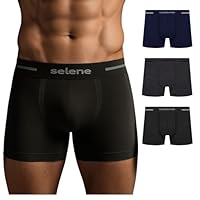 SELENE Kit 3 Cueca Boxer Sem Costura Cós 40MM Poliamida Masculino Adulto, 1 Marinho - 1 Preto - 1 Preto Mescla, G