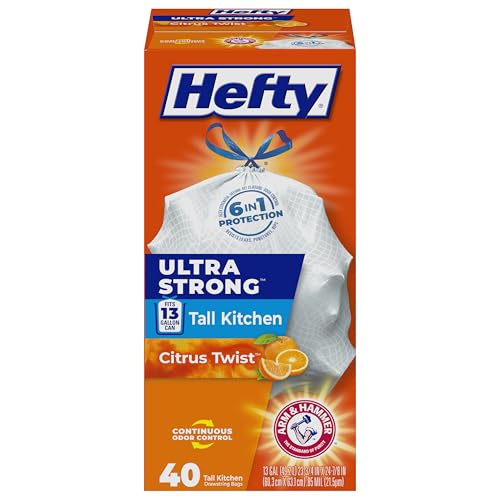 Hefty Ultra Strong Tall Kitchen Trash Bags - Citrus Twist 13 Gallon 40 Count