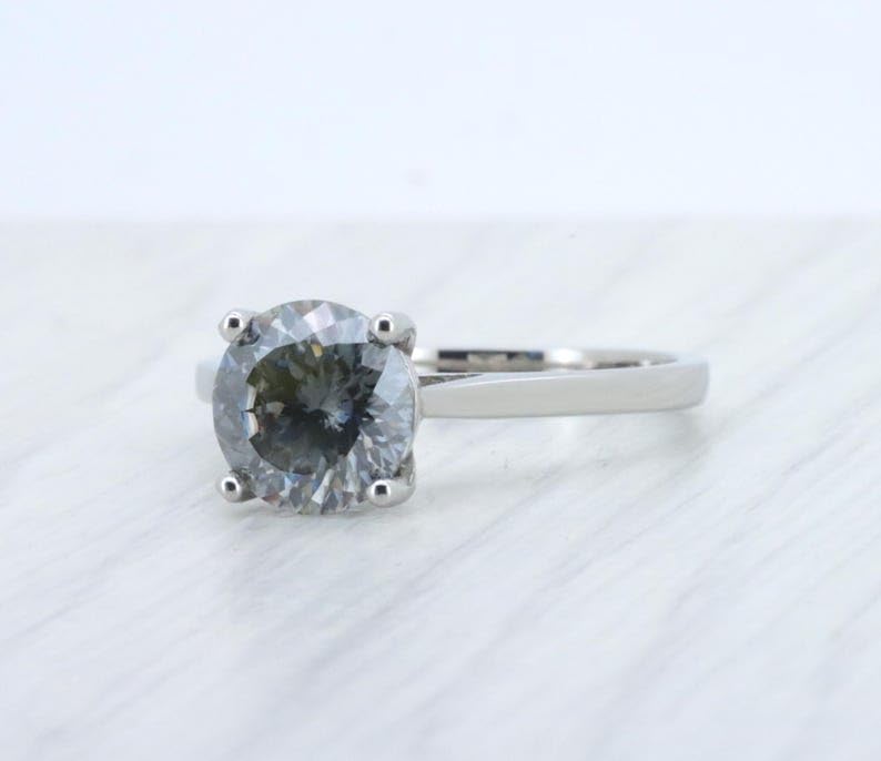 Bague moissanite grise 925 argent plaqué d'une brillance d'exception - 2