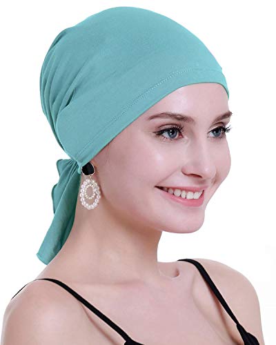 osvyo Pañuelo de bambú para la cabeza de quimioterapia para mujer, pérdida de cabello, sin cordones, turbantes, gorras, embalaje sellado, BAMBÚ VERDE CLARO, Talla única thumbnail