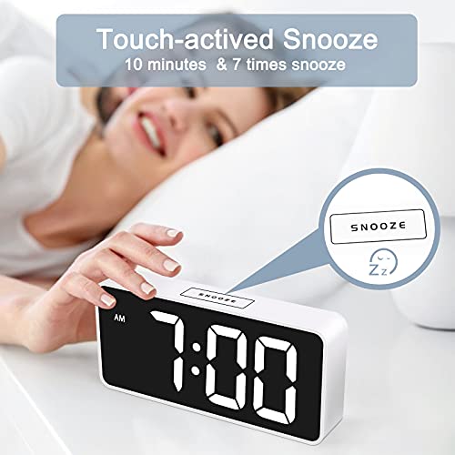 Welgo Led Digital Alarm Clock With Usb Charging Port, 0-100% Dimmer, Large Number, Am/Pm, White Bold Digits, Snooze, Adjustable Volume, Outlet Powered For Bedroom Bedside(White) #TOP5