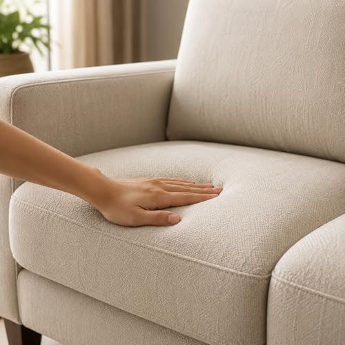 Image of Casaliving Gladino Modern Velvet Fabric Sofa, Tufted Design Upholstered 3 Seater Sofa Set for Living Room, Premium Velvet Fabric Sofa (Cream)