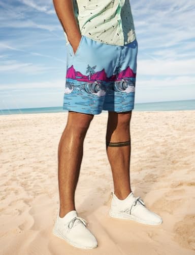 Mens Swim Trunks with Pockets Quick Dry Drawstring Beach Board Shorts