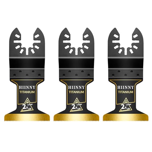 Hiinny 3PCS Titanium Oscillating Tool Blades Professional Universal Titanium Oscillating Saw Blades Multitool Blades Kits for Metal Wood Plastics Dewalt Milwaukee Ryobi Fein