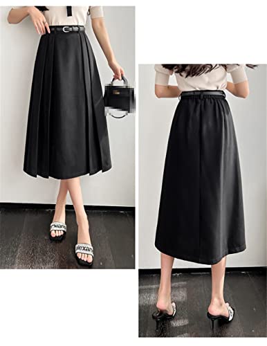 Jupe d'été décontractée pour femme, jupe plissée taille haute unie style EN8