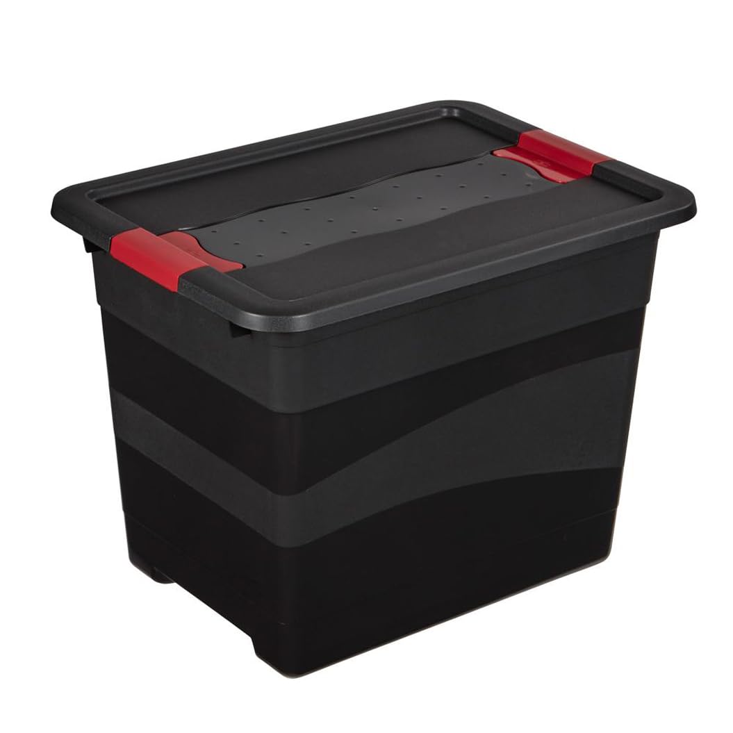Keeeper Transport Box with Lid, Extra Strong, Sliding Closure, 39.5x29.5x30 cm, 24 Litre, Eckhart, Graphite Grey