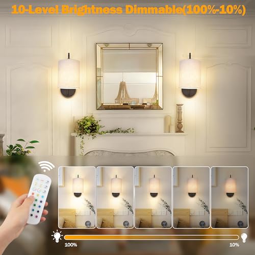 Image of MATAMEYE Battery Operated Wall Sconce Set of 2, Black Wall Light Fixture