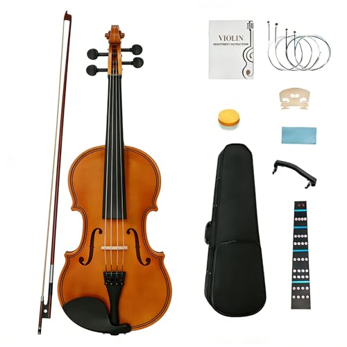Ktaxon Full Size Violin, 1/2 Acoustic Violin with Portable Case, Finger Guide Sticker, Polishing Cloth,Mute, Extra Set Violin String, Shoulder Rest, Rosin and Bow