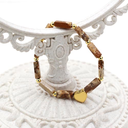 Image of Cuboid Love Elastic Bracelet, Crystal Energy Stone Anxiety Relief Yoga Jewelry for Women Male (Heart-shaped Charm Can Be Customized Name)