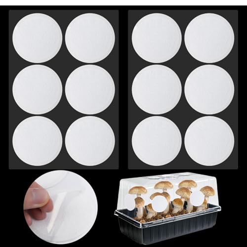 Image of 12PCS 2.5in Monotub Adhesive Filter Disks, Mushroom Monotub Filter Discs, Mushroom Filter, Filter Patch for Monotub, for Mushroom Growing Supplies Filter Pad Replacements.(2mm Thick) (12PCS)