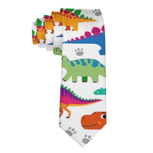 SVEFDOC Men Boys Fashionable Catoon Dinosaur Necktie Ties, Long Skinny Gentleman Ties for Business Graduation, Suit Outfit