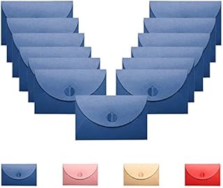 GLOBALDREAM Blue Envelope, 60pcs Handmade Mini Gift Card Envelopes Holders Cute Post Card Heart Clasp for Christmas Valentines Gift Cute Envelope for DIY Wedding Birthday Party