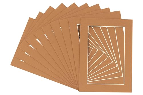 5x7 Mat for 4x6 Photo - Precut Aged Oak Brown Picture Matboard for Frames Measuring 5 x 7 Inches - Bevel Cut Matte to Display Art Measuring 4 x 6 Inches - Acid Free Pack of TEN MATS