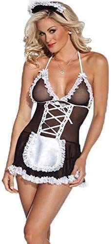 RULLZ Lencería sexy, trajes de vestir sexy, disfraz sexy para mujeres, uniforme de sirvienta francesa, disfraces de cosplay en blanco y negro para mujeres, uniforme para niñas Cover