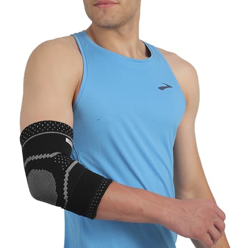 Image of Life Wear Elbow Support with Strap, Compression Brace for Pain Relief and Joint Stability, Adjustable Elbow Sleeve for Gym, Tennis, Badminton, Cricket, Breathable and Stretchable, Unisex, Size (S)