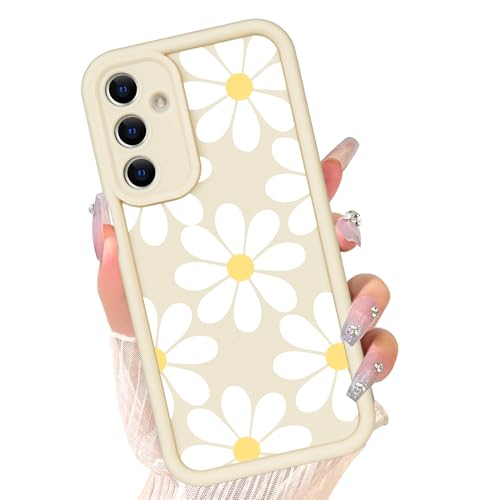 Coque fleur blanche pour Samsung S26 en silicone antichoc