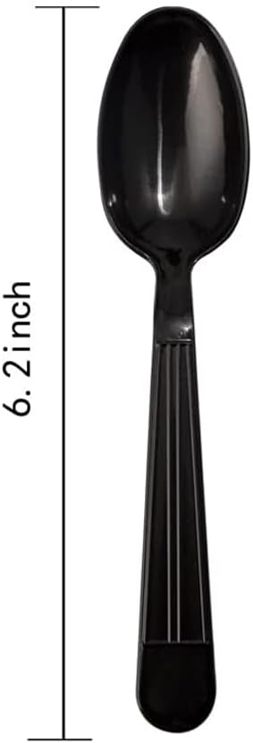 1000-Count Heavy-Weight Disposable Black Plastic Tea Spoons - BPA-Free, Heat-Resistant Plastic Utensils for Weddings, Parties, Everyday Use & Cutlery Sets