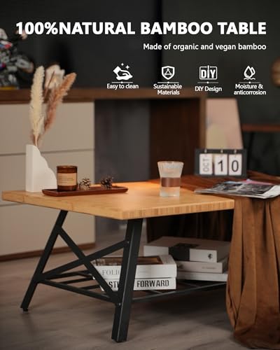 48"x25" Butcher Block Countertop, DIY Bamboo Countertop, 1.2'' Thick Waterproof Table Top, Used as Cutting Board, Office Desk Tops, Living and Dining Room Tables, Laundry Counters, Kitchen Countertop