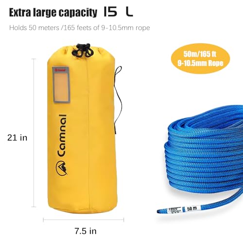 CAMNAL Large Capacity Arborist Throw Bag, Waterproof Folding Shoulder Backpack with Tightness and Carry Straps, 200ft Climbing Gear Bag