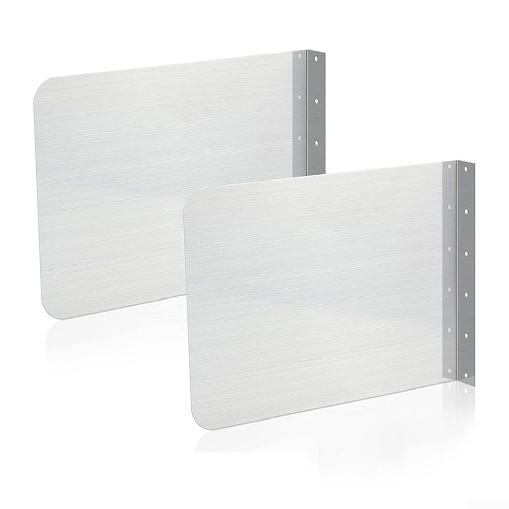 Feeshoppher Sink Splash Guards 2Pcs Stainless Steel Side Splash Guard Kitchen Sink Backsplash Wall Mounted Water Barrier Panel with Mounting Screws for Bathroom Counter Protection(Large)