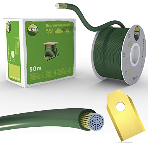 Câble de délimitation de 50 m + 30 lames pour tondeuse robot à gazon Accessoires Kit fil de délimitation pour câble de recherche - Compatible avec Gardena Husqvarna Cover