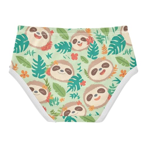 Wusikd Cute Sloth Tropical Leaves Flowers Girls' Underwear Cotton Girls Briefs Soft Toddler Underwear 2T2