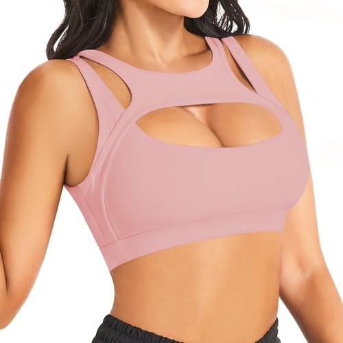 Image of Betaven Push up Sports Bra for Women Sexy Hollow Crop Tops with Removable Cups Workout Fitness Yoga Bra Medium Support