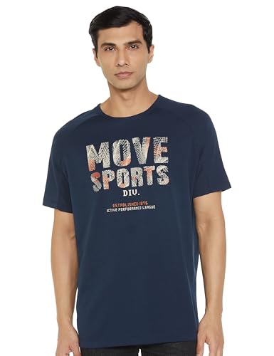Image of Jockey MV02 Men's Super Combed Cotton Blend Graphic Printed Round Neck Half Sleeve T-Shirt with Stay Fresh Treatment Navy XL