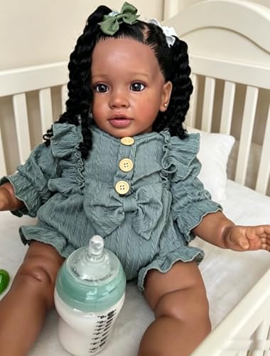 Muñeca Reborn Toddler Niña 66 cm Realista Piel Oscura miniatura 2