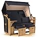 Strandkorb Hanse Ostsee XXL 2,5 Sitzer Volllieger schwarz 150cm breit, ideal für Garten, Terrasse und Balkon