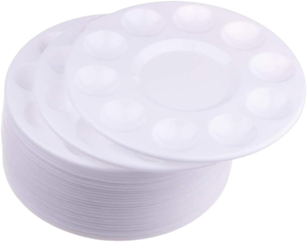 28-Piece Plastic Watercolor Palette Set for Kids and Artists White Paint Tray for DIY Crafts Art Projects and Painting Parties