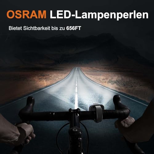 Antimi Fahrradleuchten-Set, StVZO-zugelassen Beleuchtungsset Led IPX5 Frontlicht + Rücklicht Fahrradlicht Set USB Typ C – Ansicht 6
