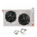 Cubauto 4 Row Full Aluminum Radiators+Shroud Fans+Relay Compatible For Chevy Pickup Truck C10 C20...