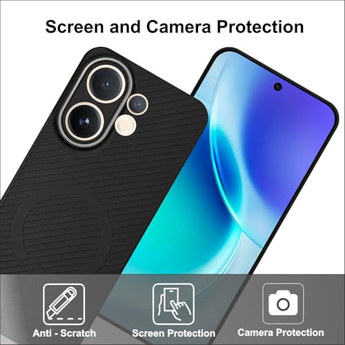 Image of SBMS Back Cover for Vivo V60e / V60 5G / T4 Pro 5G Soft Matte Silicone Cover with Slim Fit | Mag-Safe Logo (Not Mag-Safe Compatible) | Shockproof | Camera Protection Bumper Case for V60 5G (Black)