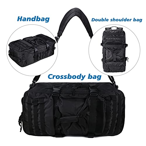Sarhlio Tactical Duffle Backpack Black Large Waterproof Molle Military Tactical Duffle Bag Sport Outdoor Luggage Travel For Hunting Camping Trekking Hiking (Bpa03L) #TOP1