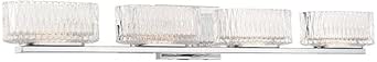 Minka Lavery 2004-77-L Sparren Clarity Glass LED Bath Vanity Wall Mount, 4-Light 32 Watt, 5" H x 35" W, Chrome