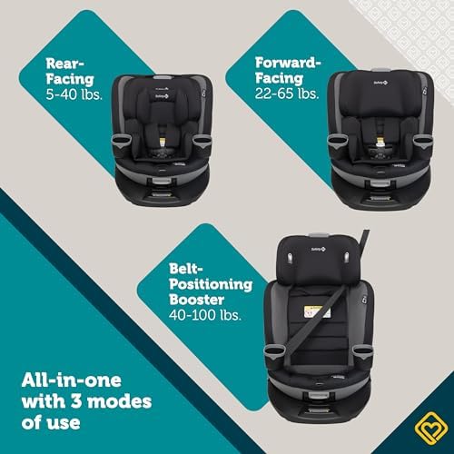 Safety 1st Turn and Go 360 ST Rotating All-in-One Convertible Car Seat, SafetySwivel Technology, SecureTech Installation, 3-in-1 Rear-Facing, Forward-Facing, Booster, 5-100 lbs, Skyline - 2